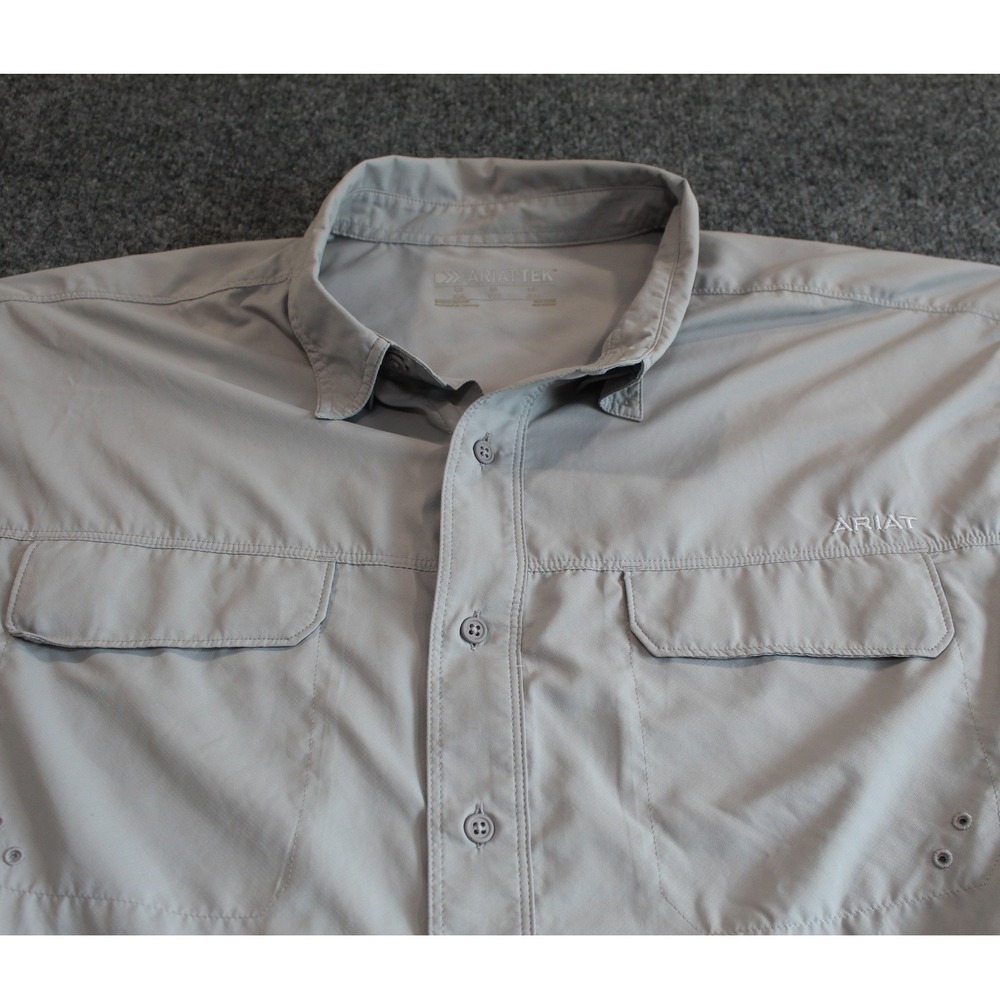 Ariat Mens AriatTEK Long Sleeve Fishing‎ Shirt Grey XXL Ventilated Button Down